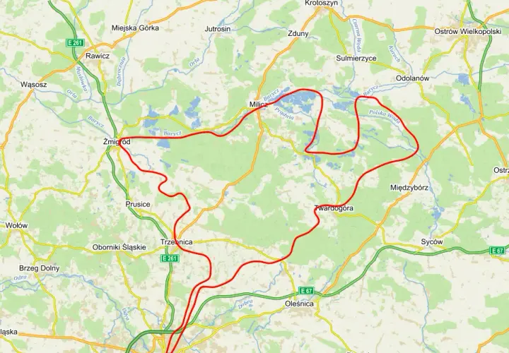 Szczegółowa mapa tras rowerowych w Dolinie Baryczy z GPX i atrakcjami